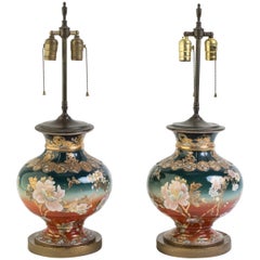 Pair of 1920s Satsuma Table Lamps