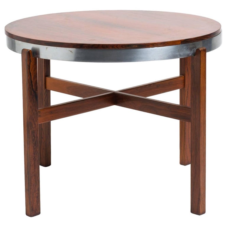 Norwegian Rosewood Side Table with Metal Trim For Sale at 1stdibs