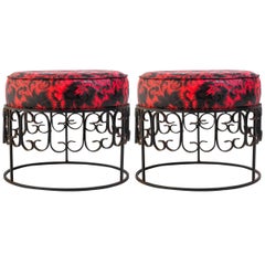 Pair of Arthur Umanoff Iron Ottomans