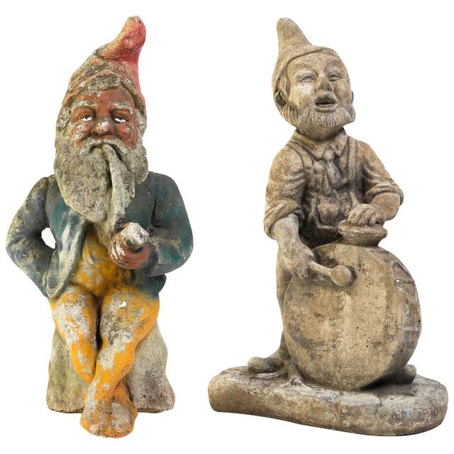Two Vintage Concrete Gnomes at 1stDibs