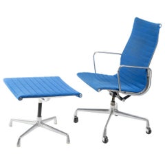 Herman Miller Aluminum Group Soft Pad Chair and Ottoman from 1982