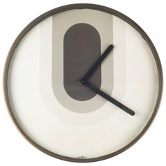 Howard Miller Wall Clock in Metal, Glass with Beige, Grey, Bronze Color, 1970s 2