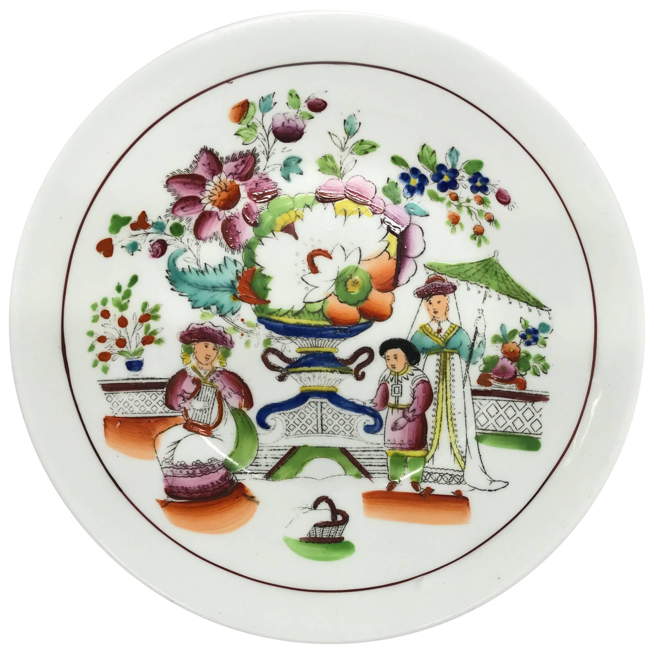 Small English Chinoiserie Plate For Sale