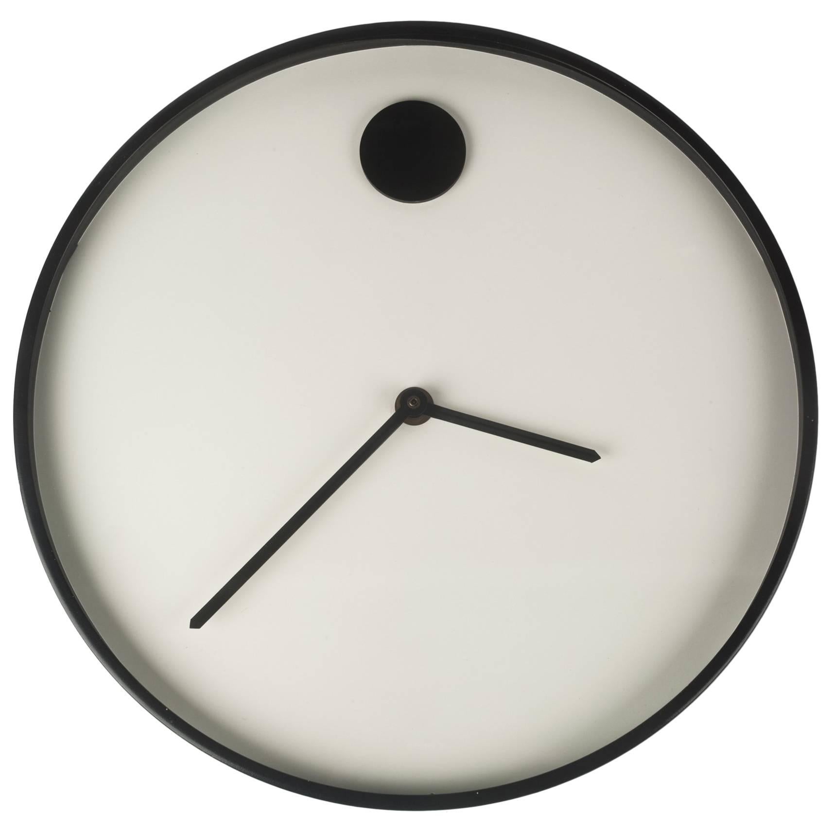 Wall Clock by George Horwitt for Howard Miller, White, Black Frame, 1970