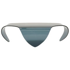 All Glass Coffee Table, Biomorphic, Sculptural Blue/Gray Glass Form