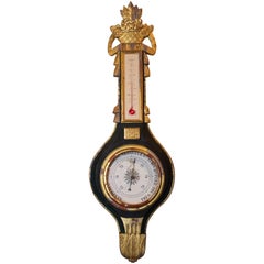 French Louis XVI Pd. Giltwood Barometer and Thermometer