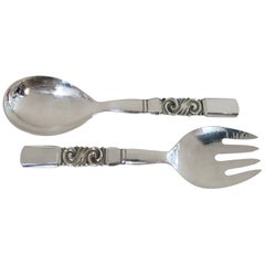 Georg Jensen Scroll Pattern, Large Salad Servers
