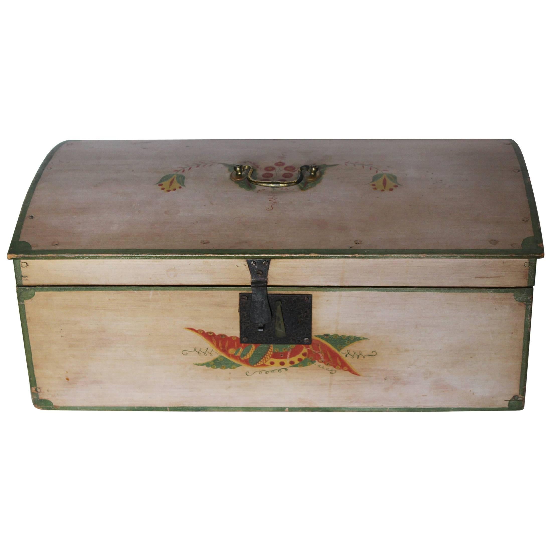 Fancy Painted Basswood and Pine Dome-Top Box