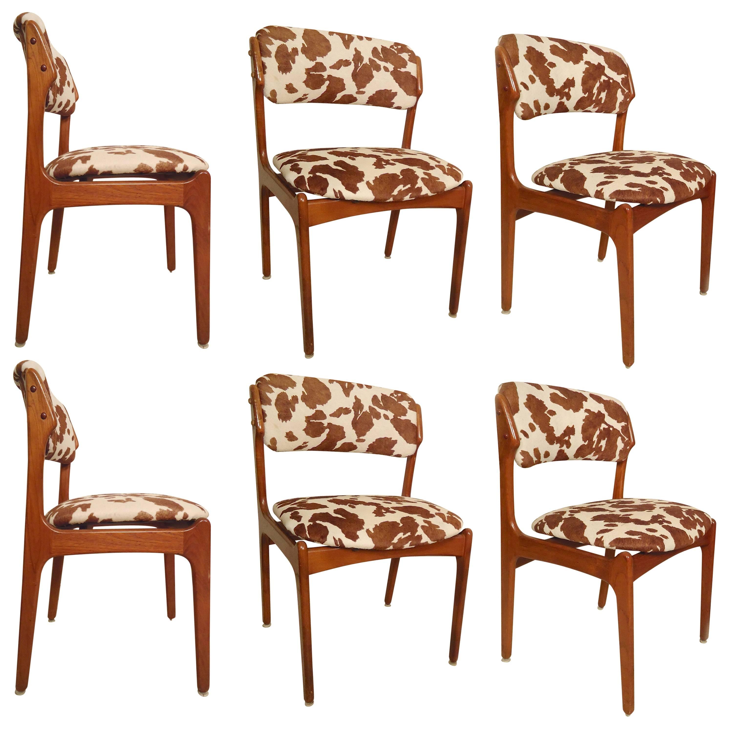 Set of Six Erik Buch Cowhide Chairs