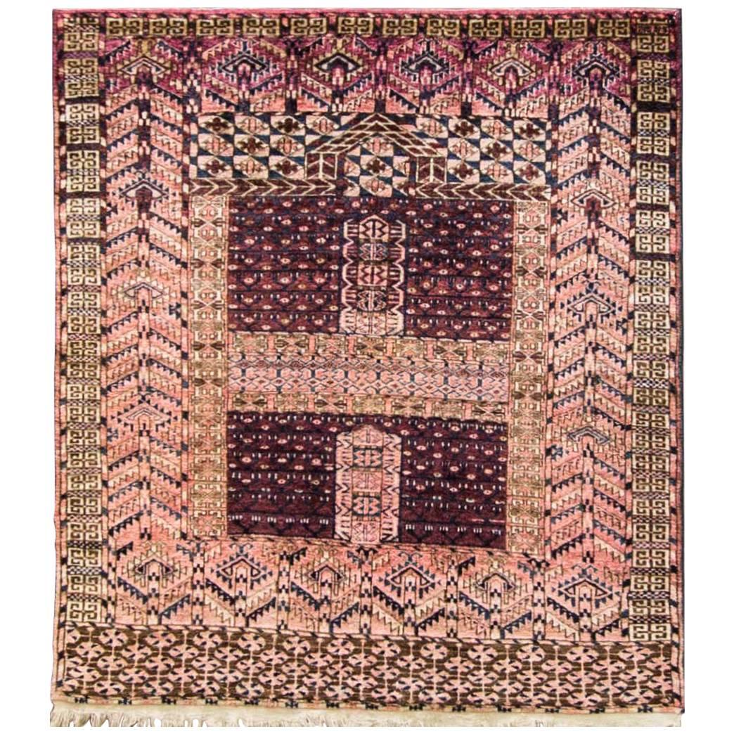 Antique Turkoman Engsi Hatchli Rug For Sale