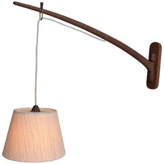 J.T. Kalmar Dornstab Teak Swing Arm Wall Lamp, Austria, 1950s