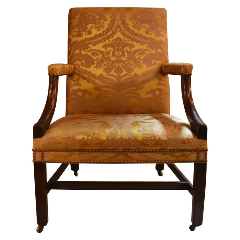 Antique English Mahogany Gainsborough George III Style Chair For Sale