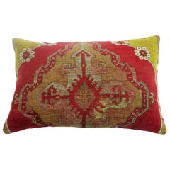 Retro Large Floor Size Red Turkish Rug Pillow