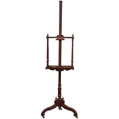 19th Century French Carved Walnut Two-Painting Easel on Wheels