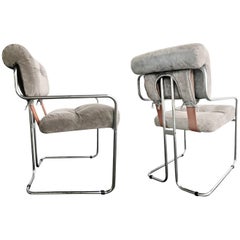 Guido Faleschini Italian Leather Tucroma Chairs by Mariani for Pace, Set of Two