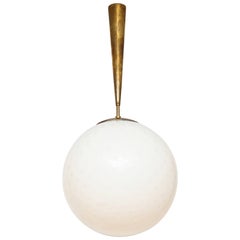 Italian Mid-Century Style Patterned Murano Globe Pendant with Tapered Stem