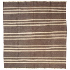 Vintage Turkish Kilim Rug with Horizontal Stripe Pattern in Brown, Cream 
Taupe
