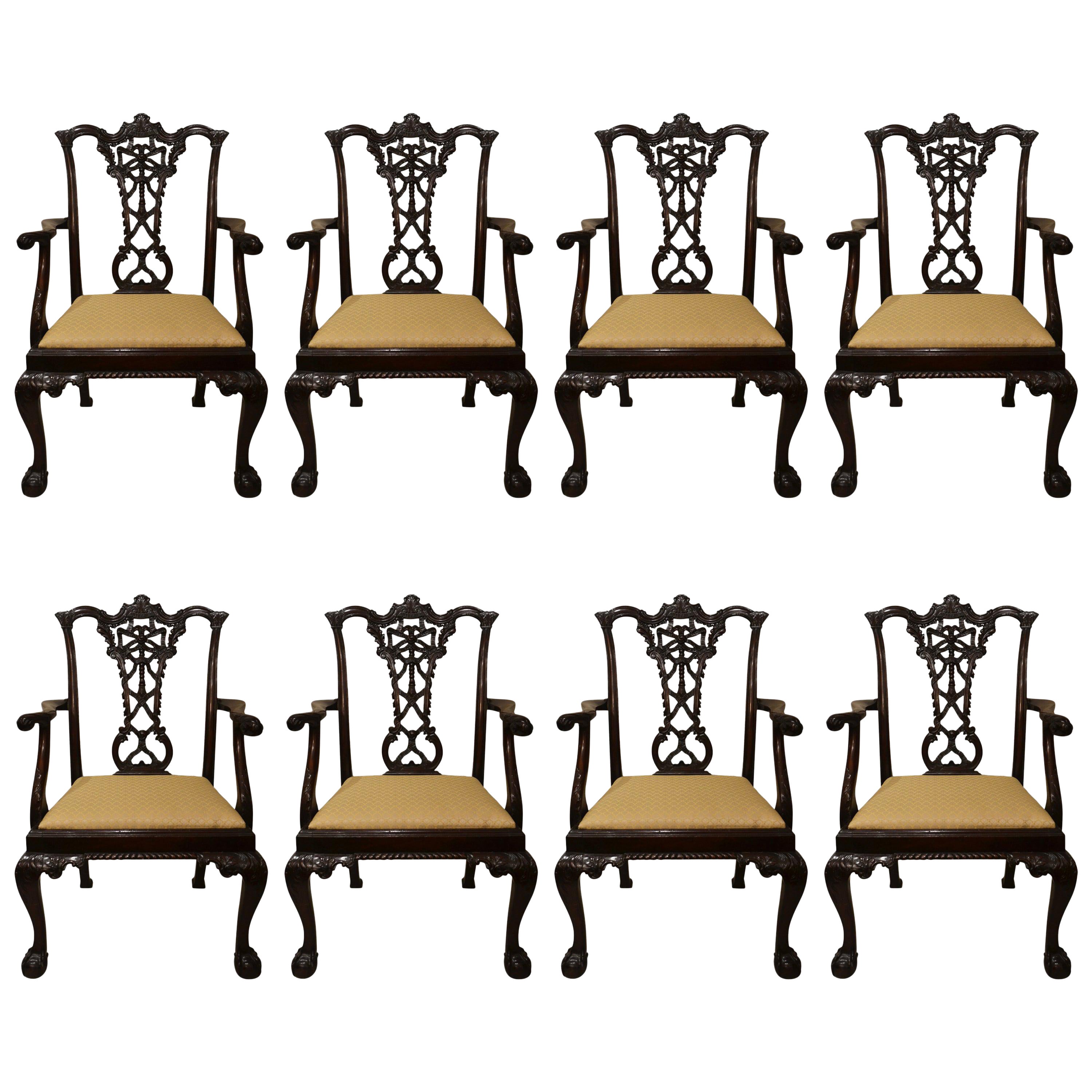 Satz von acht antiken Mahagoni-Esszimmerstühlen aus dem 19. Jahrhundert