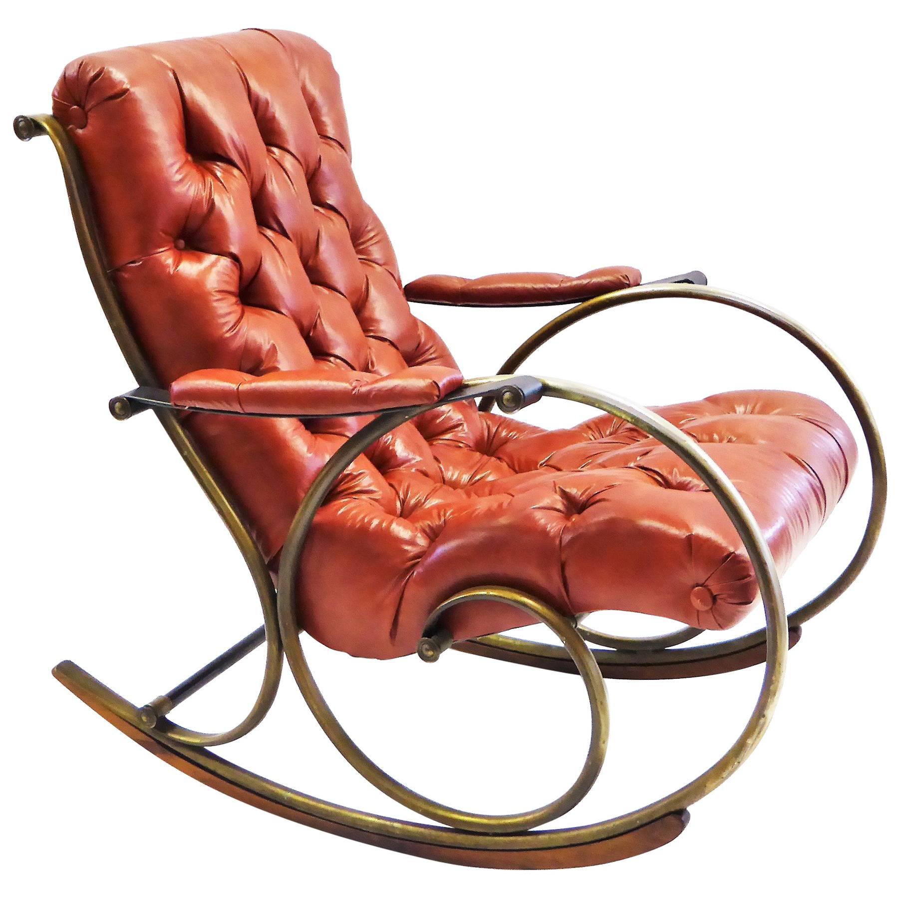 1970s Lee Woodard Sculptural Tufted Leatherette Rocking Chair