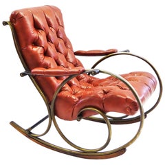 chaise à bascule sculpturale en similicuir touffeté Lee Woodard des années 1970