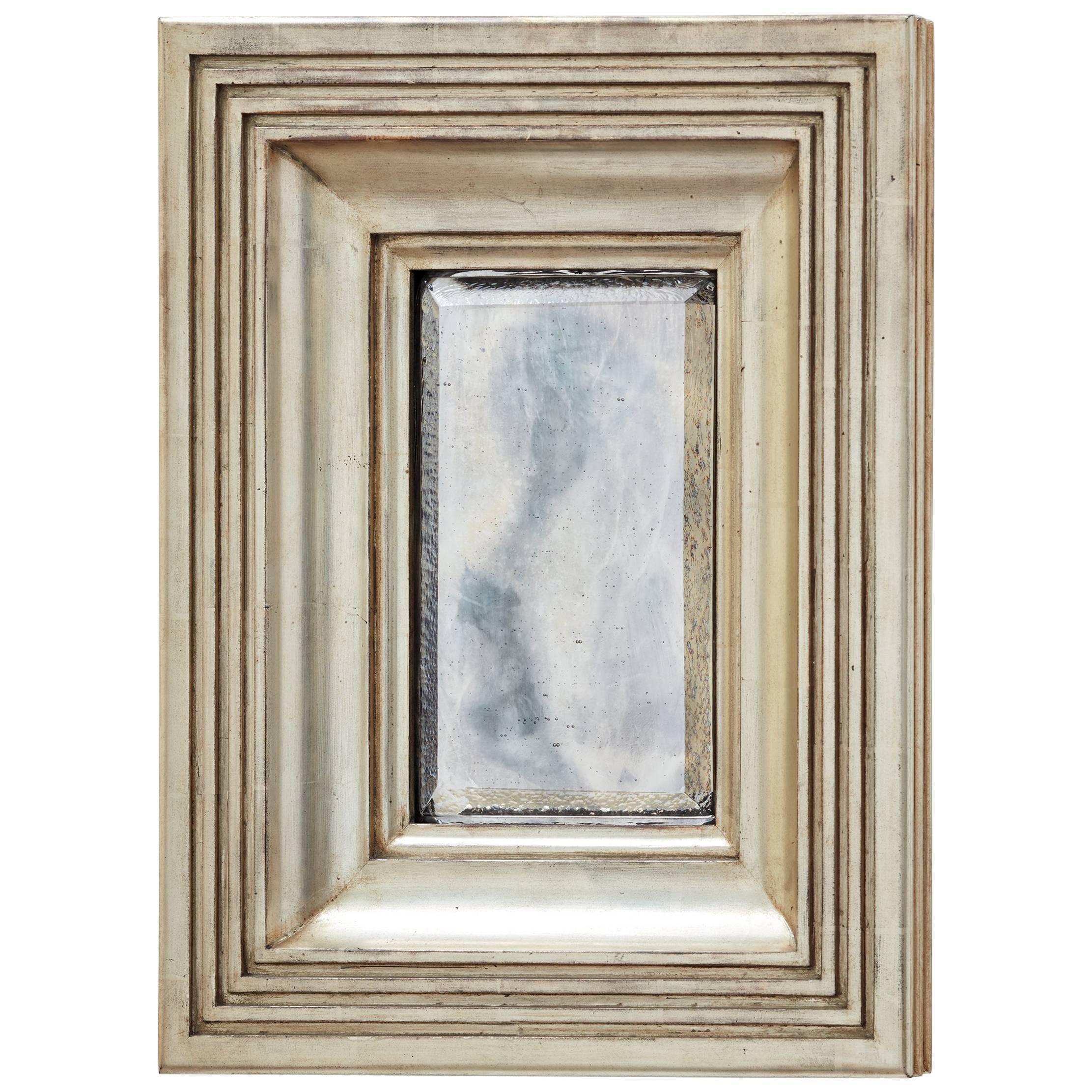 Degas No. 4 Fluted/Reeded Wall Mirror, Gilded in White Gold by Bark Frameworks For Sale
