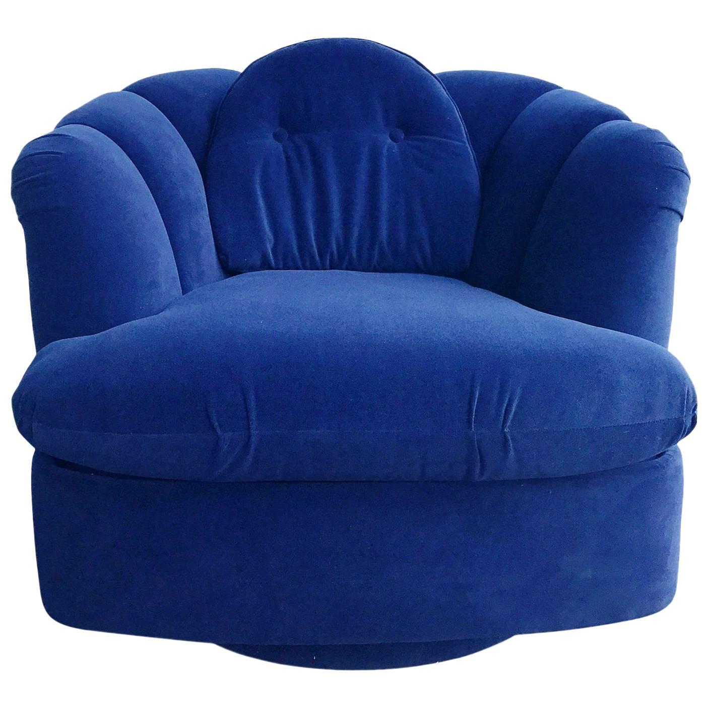 Restored Velvet Swivel Lounge Chair by Milo Baughman for Thayer Coggin