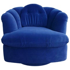 Restored Velvet Swivel Lounge Chair by Milo Baughman for Thayer Coggin