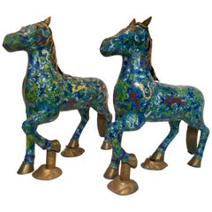 Pair of Chinese Cloisonne Horses, 20th Century