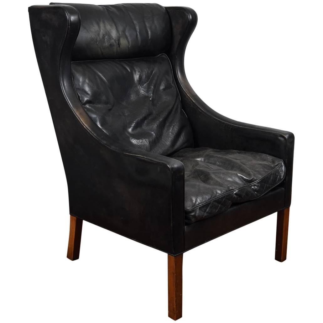 Børge Mogensen Danish 1960s Leather Wingback Lounge Chair 2204