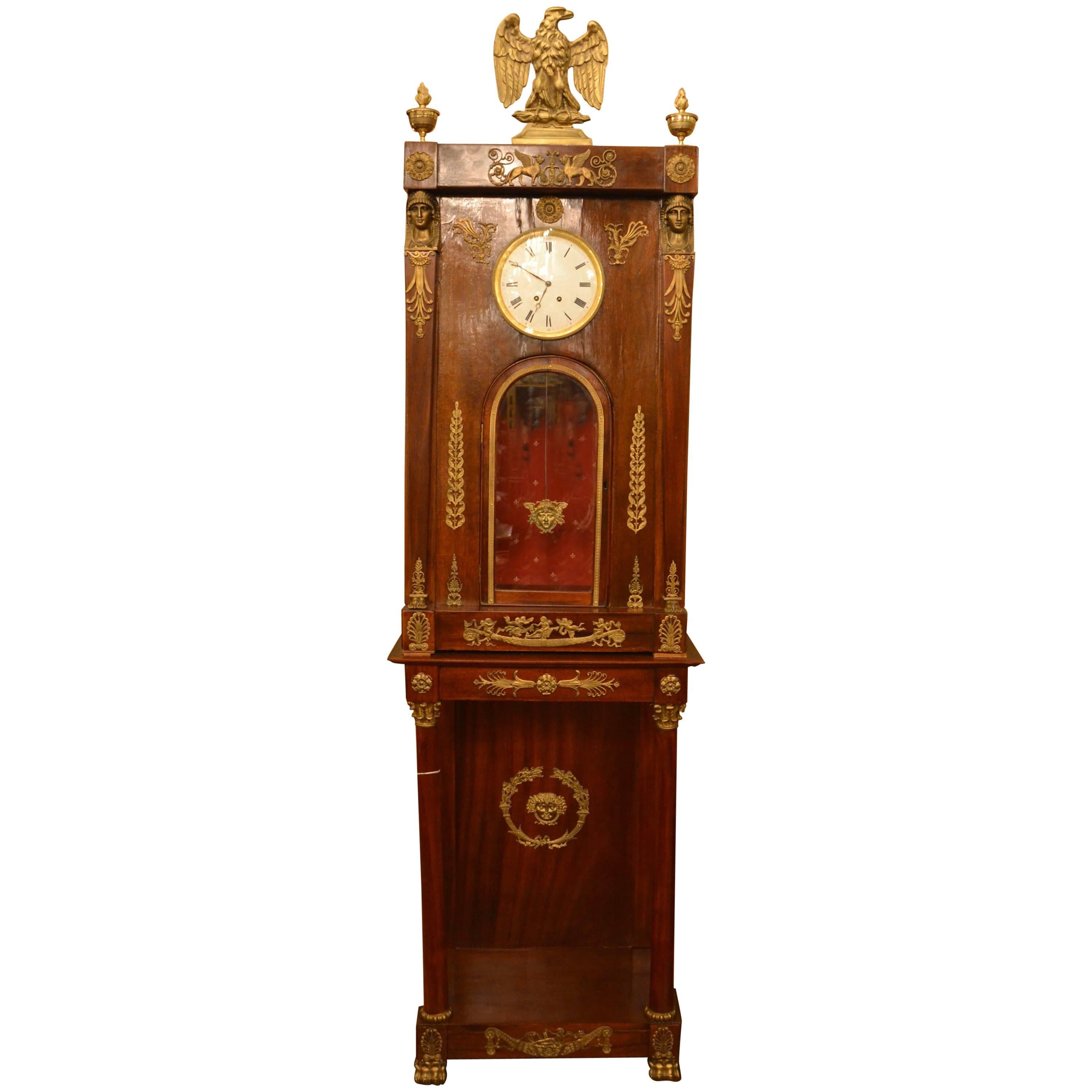 Antique 19th Century Empire Mahogany Tall Case Clock