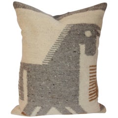 Early and Folky Horse Indian Weaving Pillow