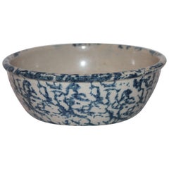 19th Century Sponge Ware Pottery Serving Bowl