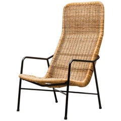 Dirk Van Sliedregt High Back Bamboo Arm Chair with Black Frame