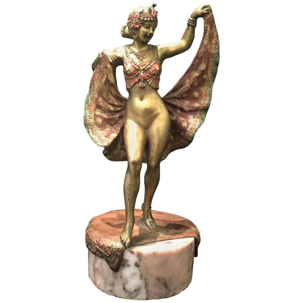 Franz Xavier Bergman, Oriental Dancer, Jugenstil Vienna Bronze Sculpture, 1900s