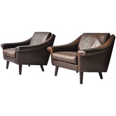 Pair of Aage Christiansen Danish Leather Lounge Chairs