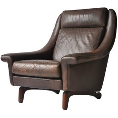 Aage Christiansen High Back Danish Leather Lounge Chair