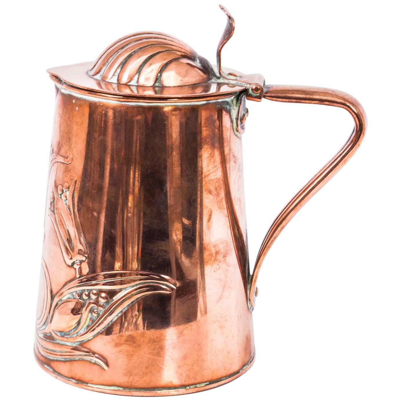 Early 20th Century Copper Arts & Craft Lidded Jug by J.S.&S