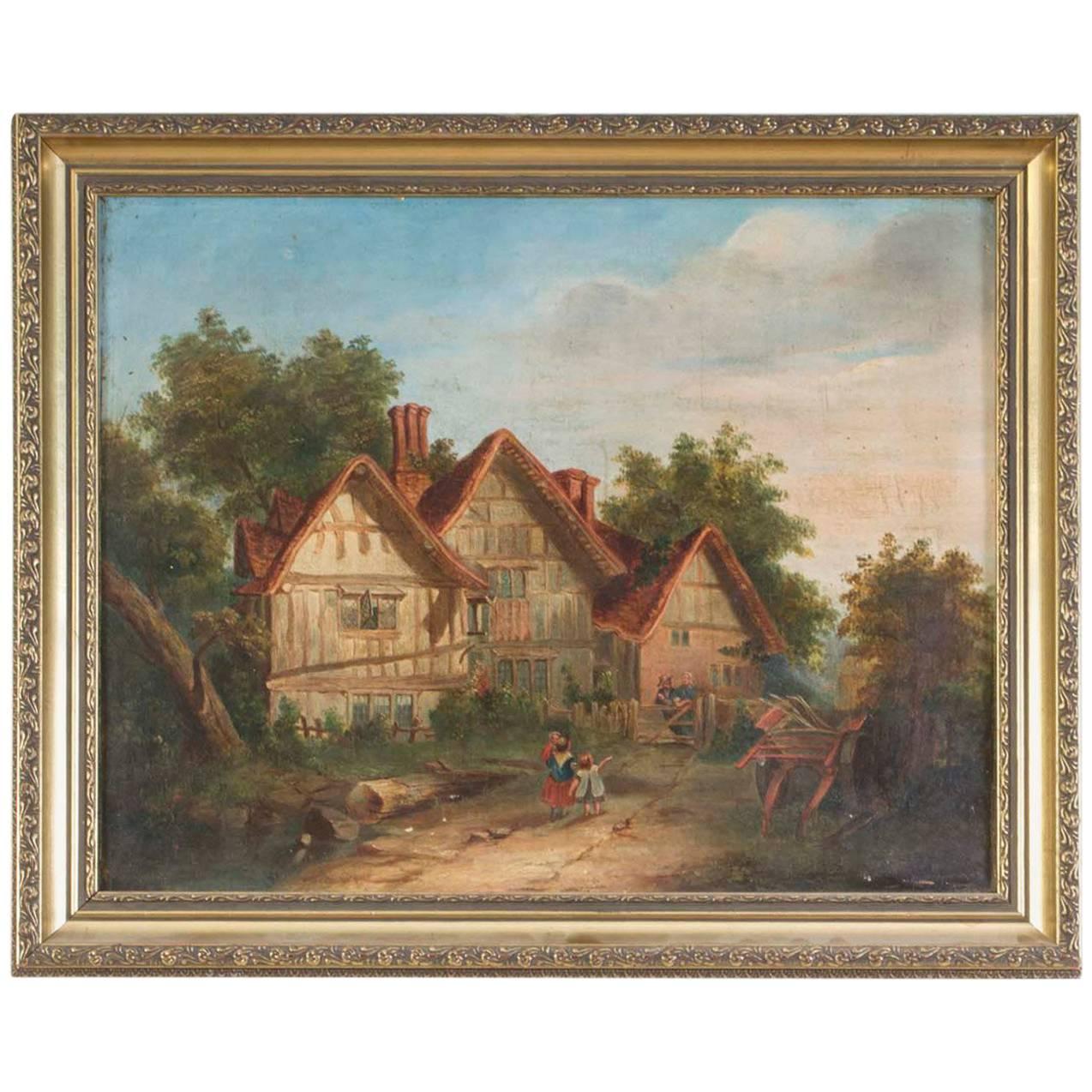 19th Century Victorian Oil on Canvas 'Back Home'