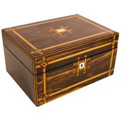 Antique 19th Century Coromandel and Satinwood Banded Box