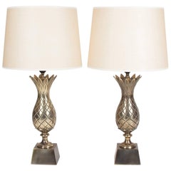 Pair of Brass Pineapple Table Lamps, American, 1960s