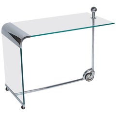 Glass and Chrome Bar Cart, American, 1970s 4