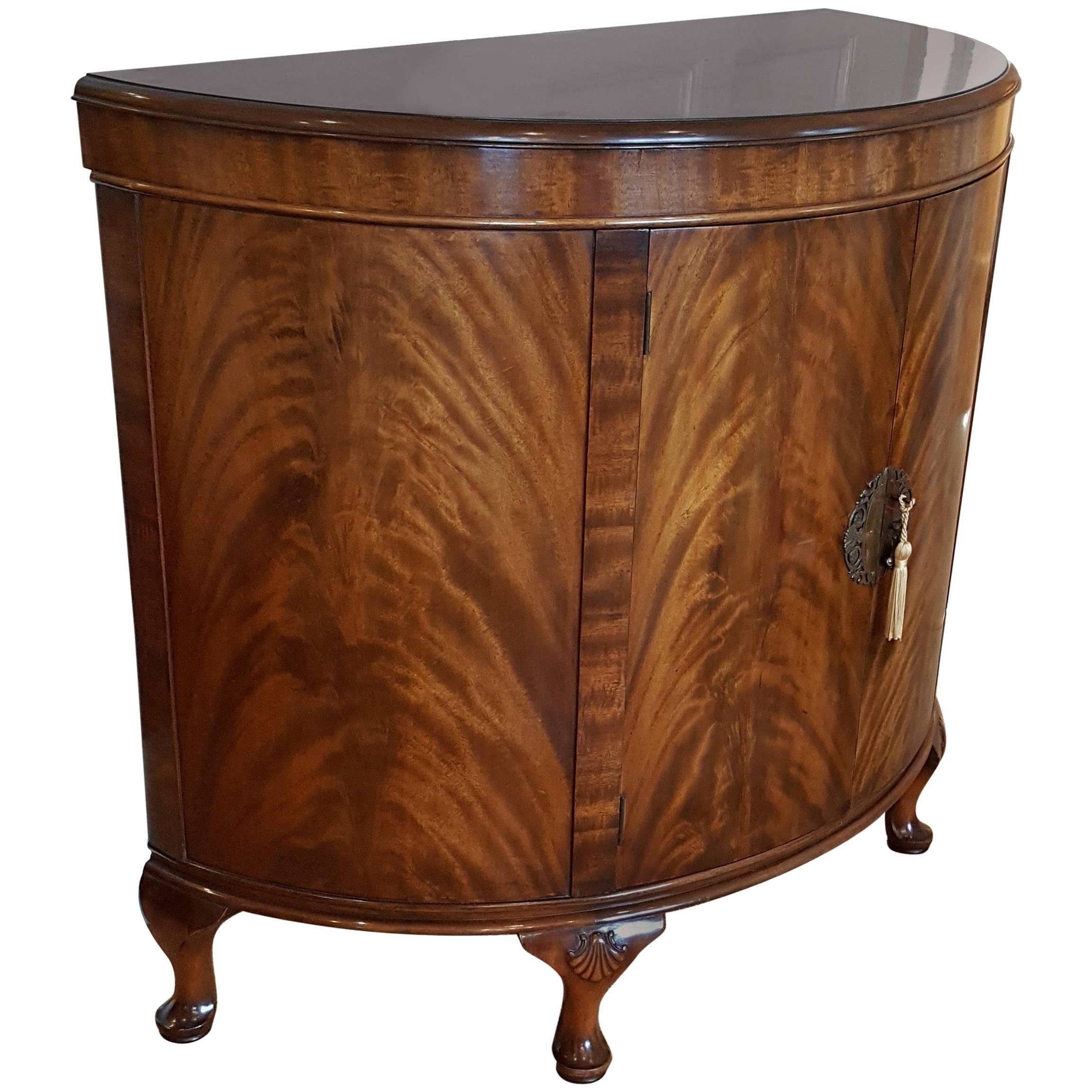 1920s Mahogany Demilune Drinks Cabinet