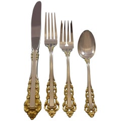 Medici Gold Accent by Gorham Sterling Silver Flatware Set for 8 Service 53 pcs