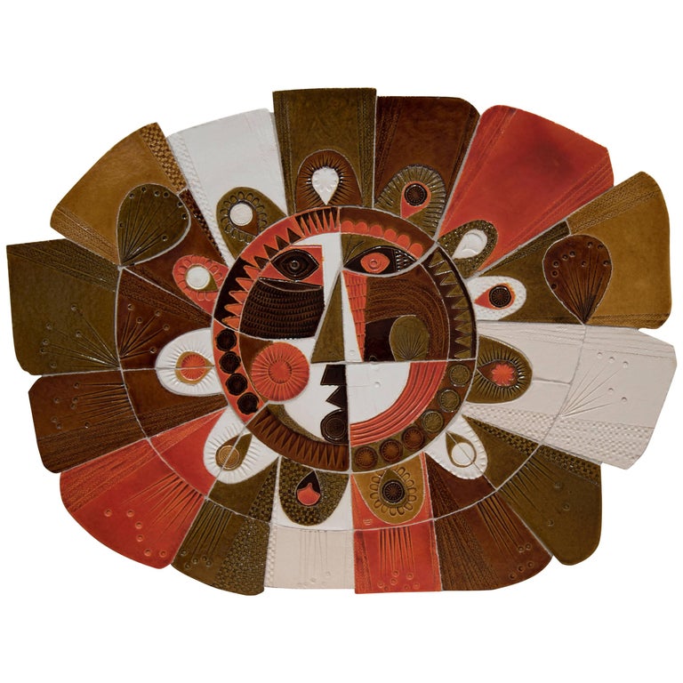 Roger Capron for Vallauris soleil ceramic wall decoration, 1971, offered by MWM Design
