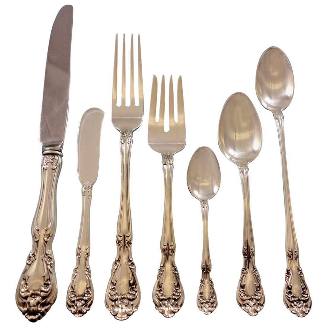 Chateau Rose by Alvin Sterling Silver Flatware Set for 8 Service 64 Pcs Dinner For Sale