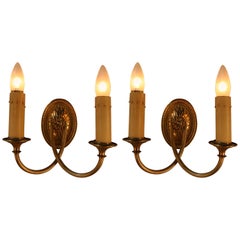 Pair of American Bronze Wall Sconces by Sterling Bronze Co