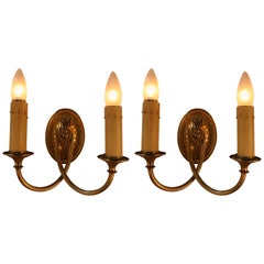 Pair of American Bronze Wall Sconces by Sterling Bronze Co