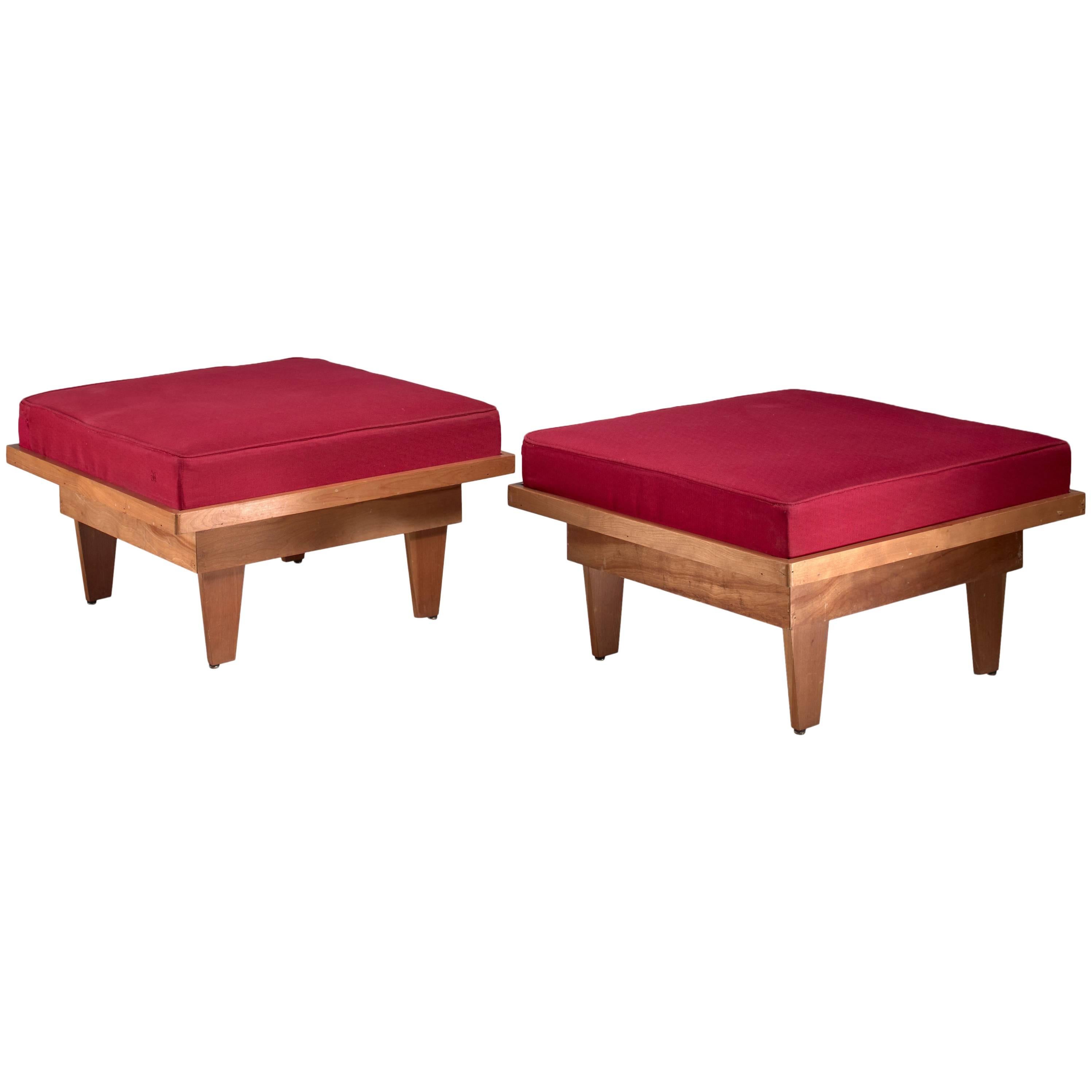 Pair of Plywood Studio Craft Ottomans, USA, 1940s For Sale