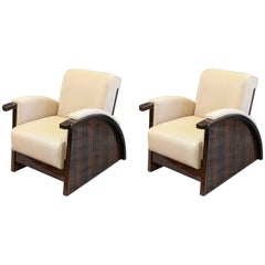 Pair of Art Deco French Armchairs in Macassar 8