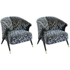 French Art Deco Armchairs in Ebonized Walnut